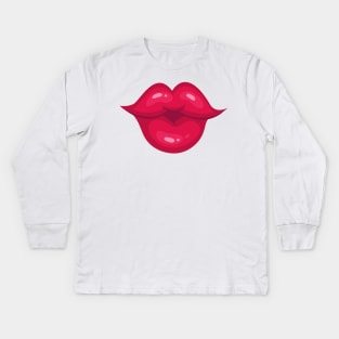 Funny Kiss Mouth for Virus Masks Kids Long Sleeve T-Shirt
